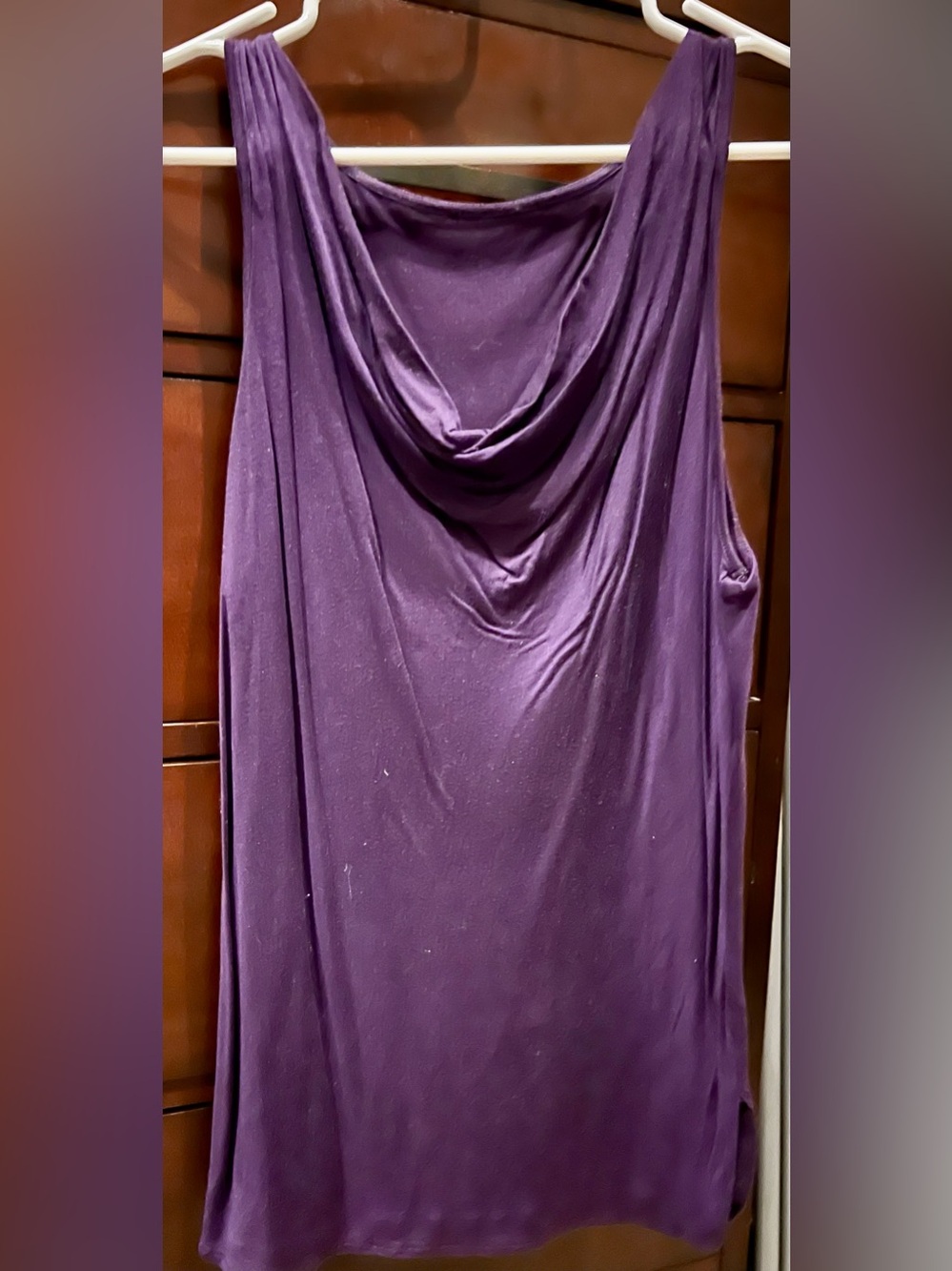 Purple Silk Cowl Neck Top